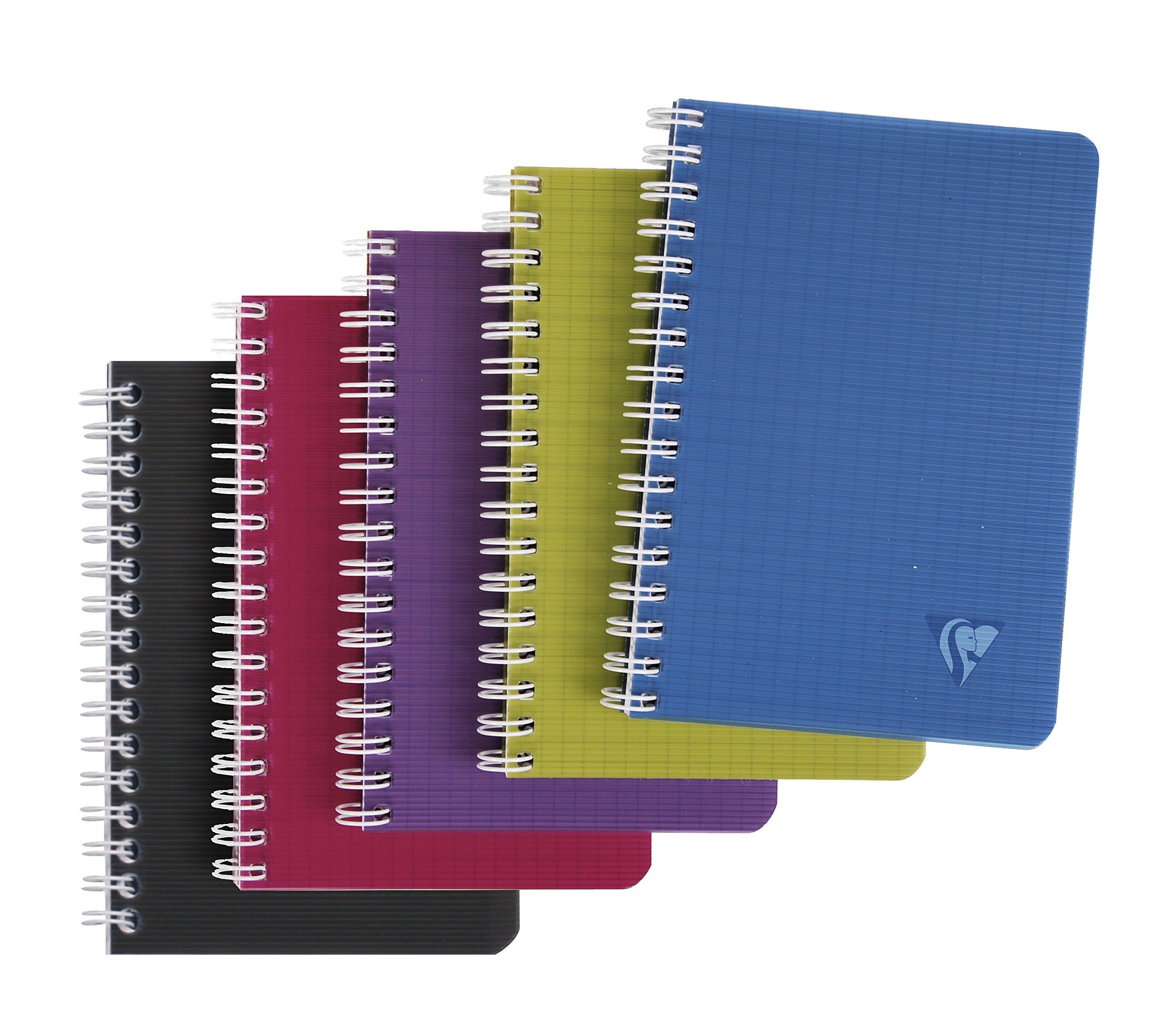 Clairefontaine 329525C Collection LiniColour Intensive Set of 10 Spiral Notebooks - 9x14cm - 100 Pages Small Squares - White Paper 90g - Cover Polypro Transparent Random Colours Intensive