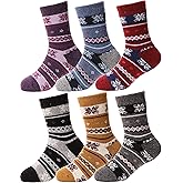 EBMORE Kids Merino Wool Socks for Toddlers Boys Girls Warm Thermal Winter Thick Hiking Heavy Cozy Crew Boot Socks 6 Pairs