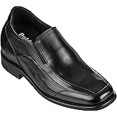 Calden Men's Invisible Height Increasing Elevator Shoes - Black Leather Slip-on Lightweight Dress Loafers - 3 Inches Taller - K333011 - Size 9 D(M) US