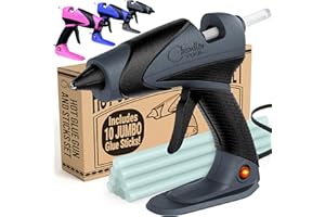 Chandler Tool Full Size Hot Glue Gun And Sticks Set for Crafts and DIY Pistola De Silicona Caliente Inalambrica Complete Heavy Duty Hot Glue Gun Kit With 10 Jumbo Glue Sticks (Grey/Black)