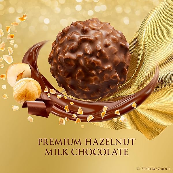 FERRERO ROCHER GOURMET HAZELNUT MILK CHOCOLATE GIFT BOX, 16 INDIVIDUALLY WRAPPED CHOCOLATES FOR GIFTING, 7 OZ