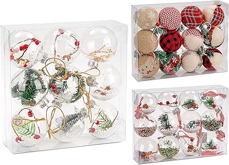 Oggetti Natale.Brubaker Set Di 9 Palline Natalizie Trasparenti Riempiti Con Vari Oggetti Natalizie Decorazione Naturale Dell Albero Di Natale In Acrilico O 10 Cm Amazon It Casa E Cucina