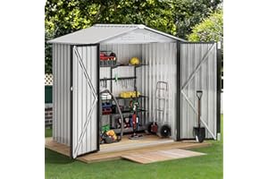 DWVO 6' x 4' Outdoor Storage Shed, Large Metal Tool Sheds, Heavy Duty Storage House with Lockable Doors & Air Vent for Backyard Patio Lawn to Store Bikes, Tools, Lawnmowers,White