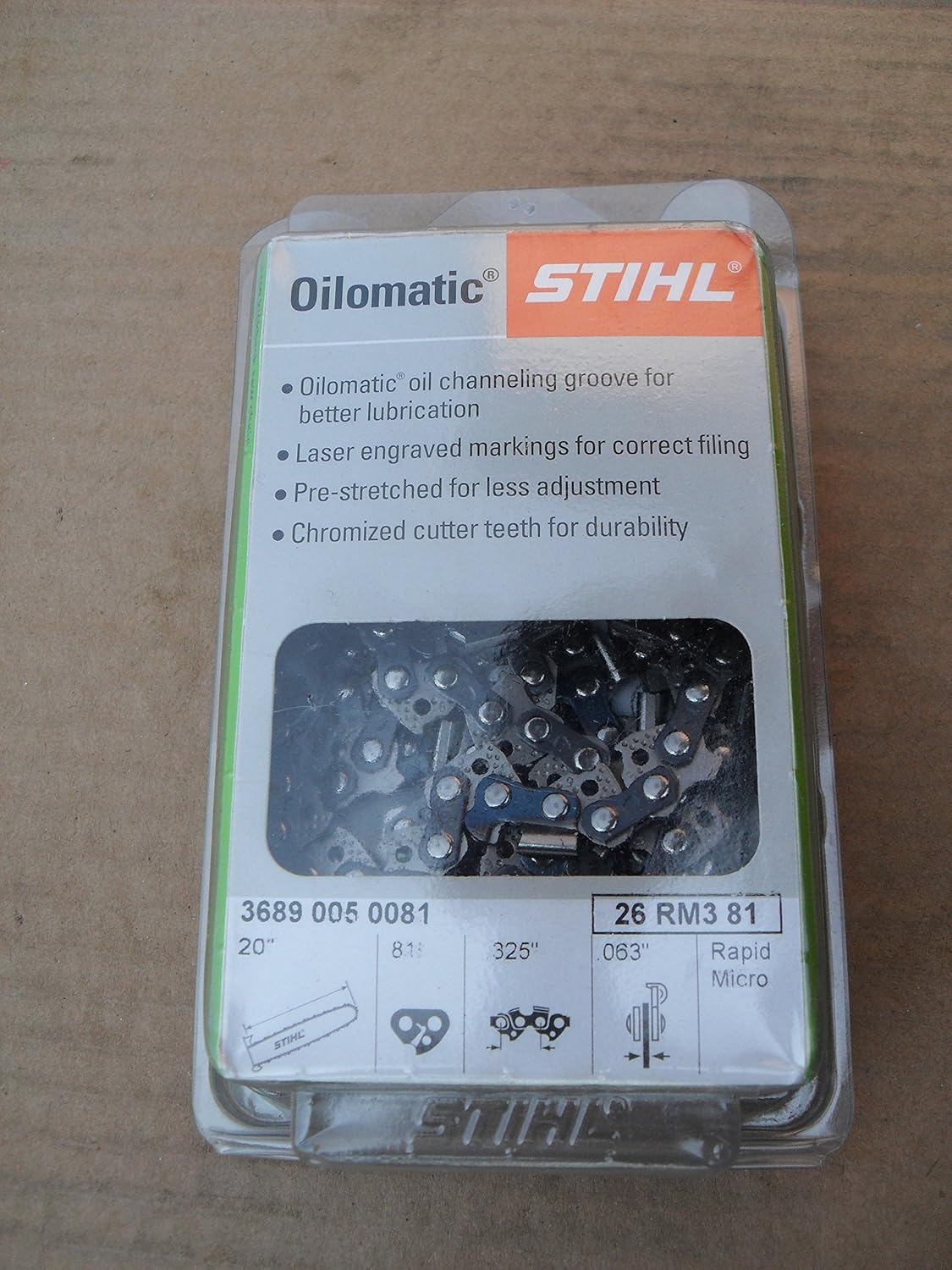 26 RM3 81 STIHL Rapid Micro Chainsaw Chain Part 3689 005 00781 20" Bar