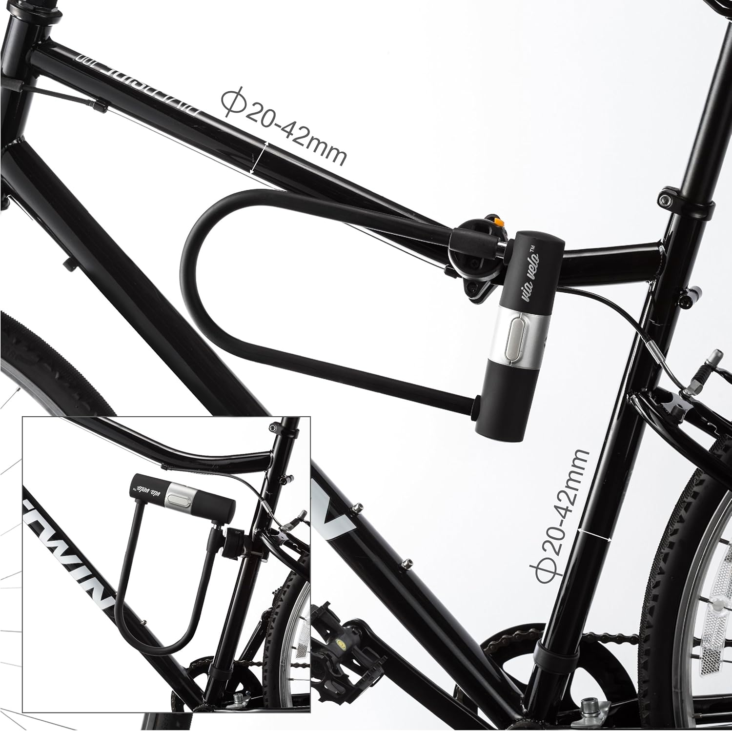 Amazon 防犯ケーブル付きバイク用u字ロック Viavelo自転車用耐久u字ロックは15 Mmのシャックルと３個の 3キーと耐候性のショック ロックのセットで ロードバイク マウンテンバイク 電動自転車 折りたたみ自転車用の自転車タイヤロックがセットされています Via