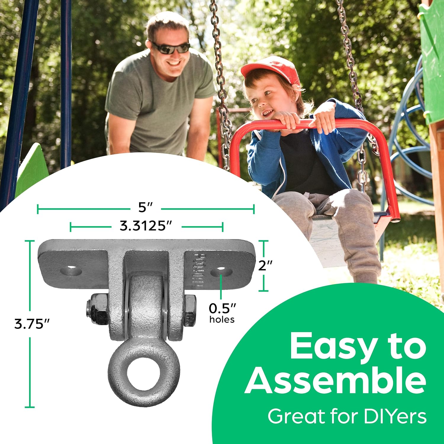 Jungle Gym Kingdom Swing Set Brackets - Heavy Duty Swing Hanger w/ Locking Snap Hooks - Indoor/Outdoor Playground Swing Set Accessories for Kids Swing (Set of 2): Toys & Games