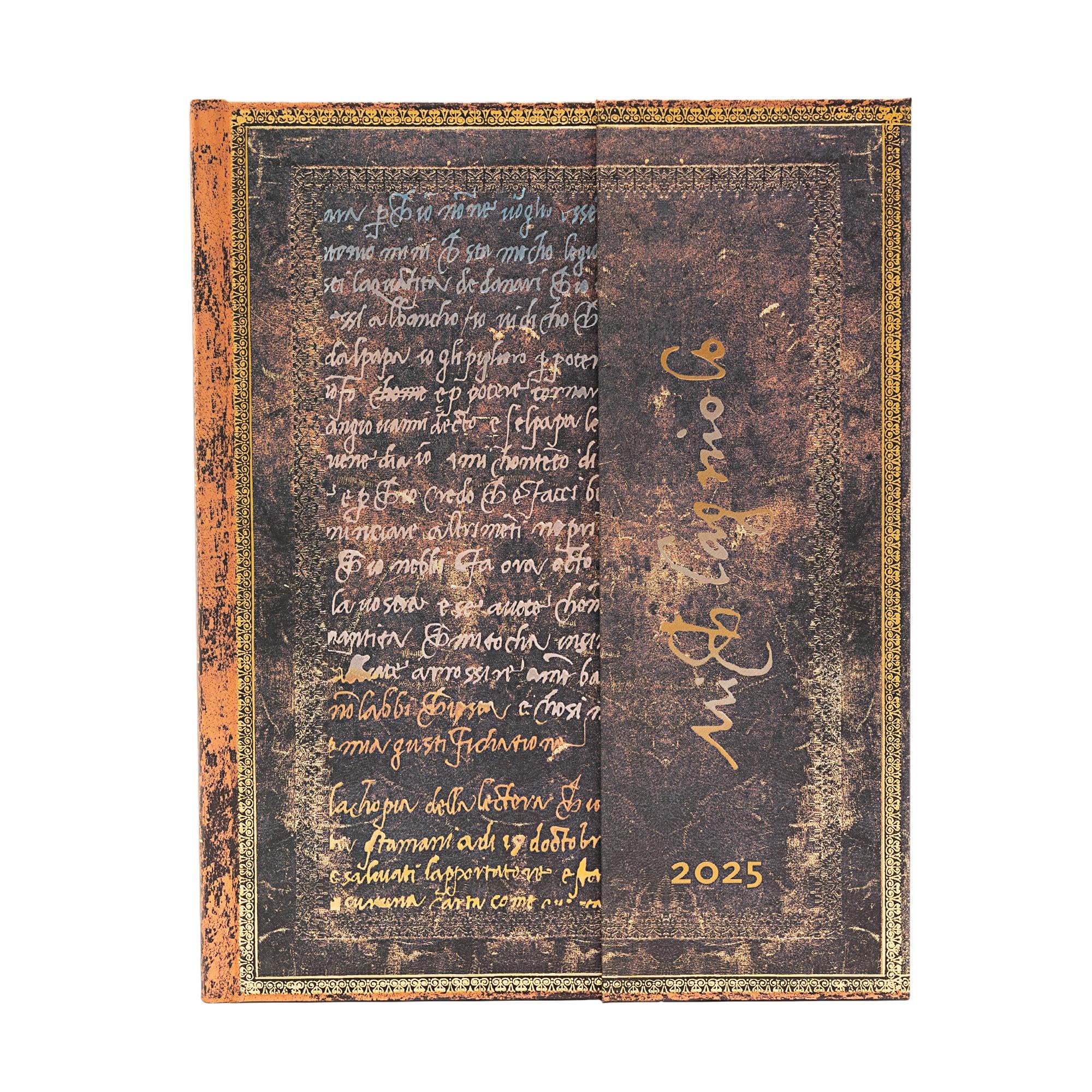 Michelangelo, Handwriting (Embellished Manuscripts Collection) Ultra 12-Month Verso Hardback Dayplanner 2025 (Wrap Closure)