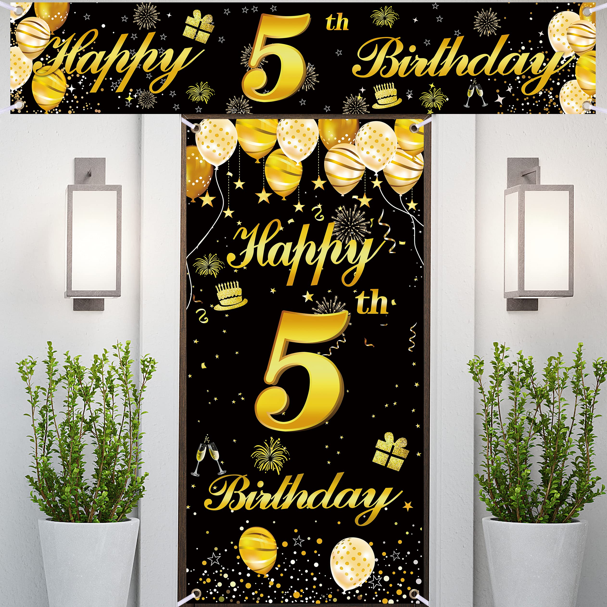 5th Happy Birthday Door Banner IMISI Birthday Decorations Birthday Backdrop Decorations for a Party