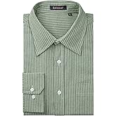 Enlision Mens Casual Striped Long Sleeve Shirt Button Down Pinstripe Shirts for Men Collared Office Work Business with Pocket