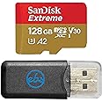 SanDisk 128GB Micro SDXC Extreme Memory Card for DJI Drones Works with Mini 3 Pro, Mini 3, DJI RC (SDSQXA1-128G-GN6MN) Class 10 Bundle with (1) Everything But Stromboli Micro SD Card Reader