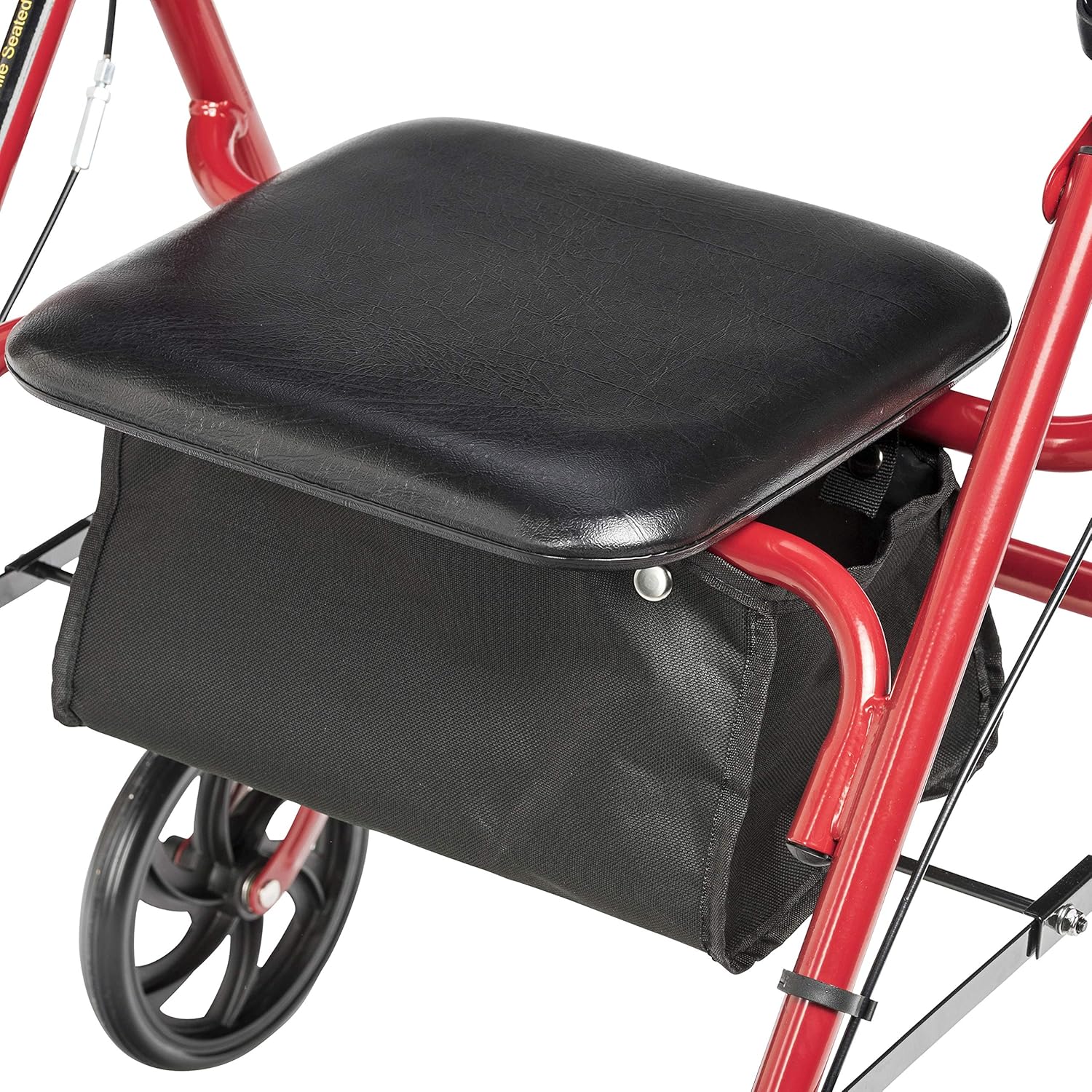 Drive Medical Four Wheel Rollator with Fold Up Removable Back Support, Red: Health & Personal Care