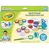 Crayola Spill Proof Paint Set (8ct), Washable Toddler Paint Kit, With Brushes, Pots, Activity Pages, Arts & Crafts Kit, Gift 