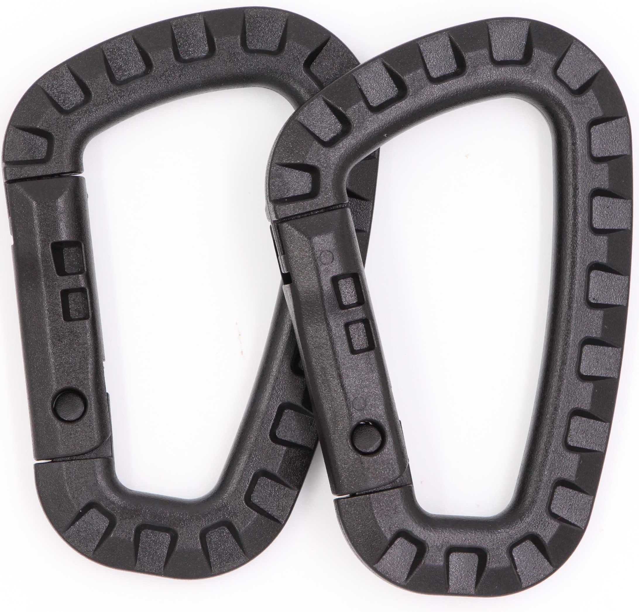 Spring Snap Carabiner Clip Hooks - 2 Pack Large Polymer D-Ring Keychain Hard Plastic EDC Keyring Utility Quick Link Clips for Tactical Quickdraw, Travel Backpack, Outdoor Bottle Holder