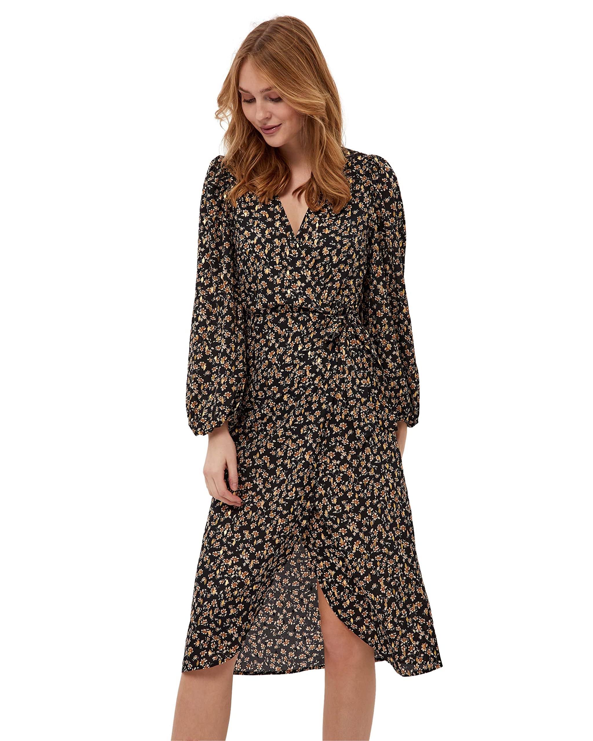 Desires Women's Jantie Wrap UK | Autumn Dresses | Size XL, 9000P Black Print