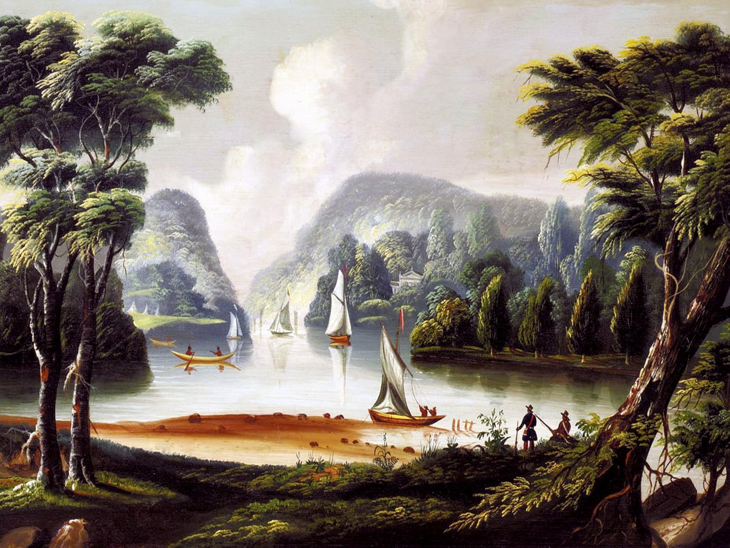 VIEW BEAR MOUNTAIN WITH HUNTERS T. Chambers Tile Mural Backsplash Marble Ceramic