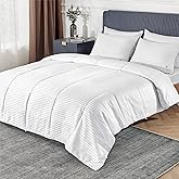 Bedsure Duvet Insert King Size - Lightweight Comforter, Quilted Cooling Duvet Insert, Down Alternative Summer Comforter with 8 Tabs, Ultra Soft Blanket, Striped, Machine Washable, King, 90x102 inches