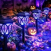 GIGALUMI Solar Halloween Lights Outdoor Decor, Solar Pathway Lights 6 Pack | Outdoor Halloween Decorations for Garden, Yard, Patio, Landscape, Planter, Walkway (Purple)