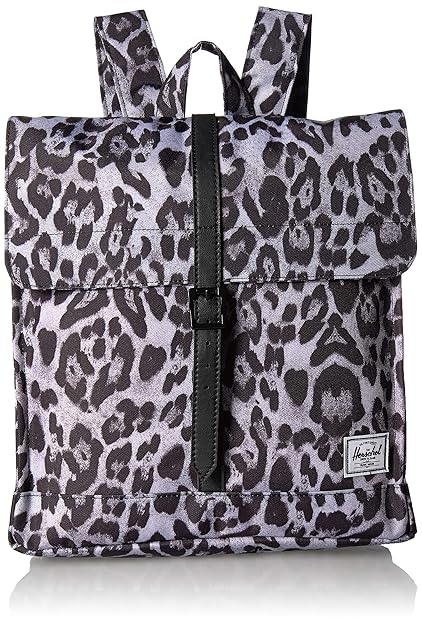 Magnetic strap closure with metal pin clip snow leopard pattern