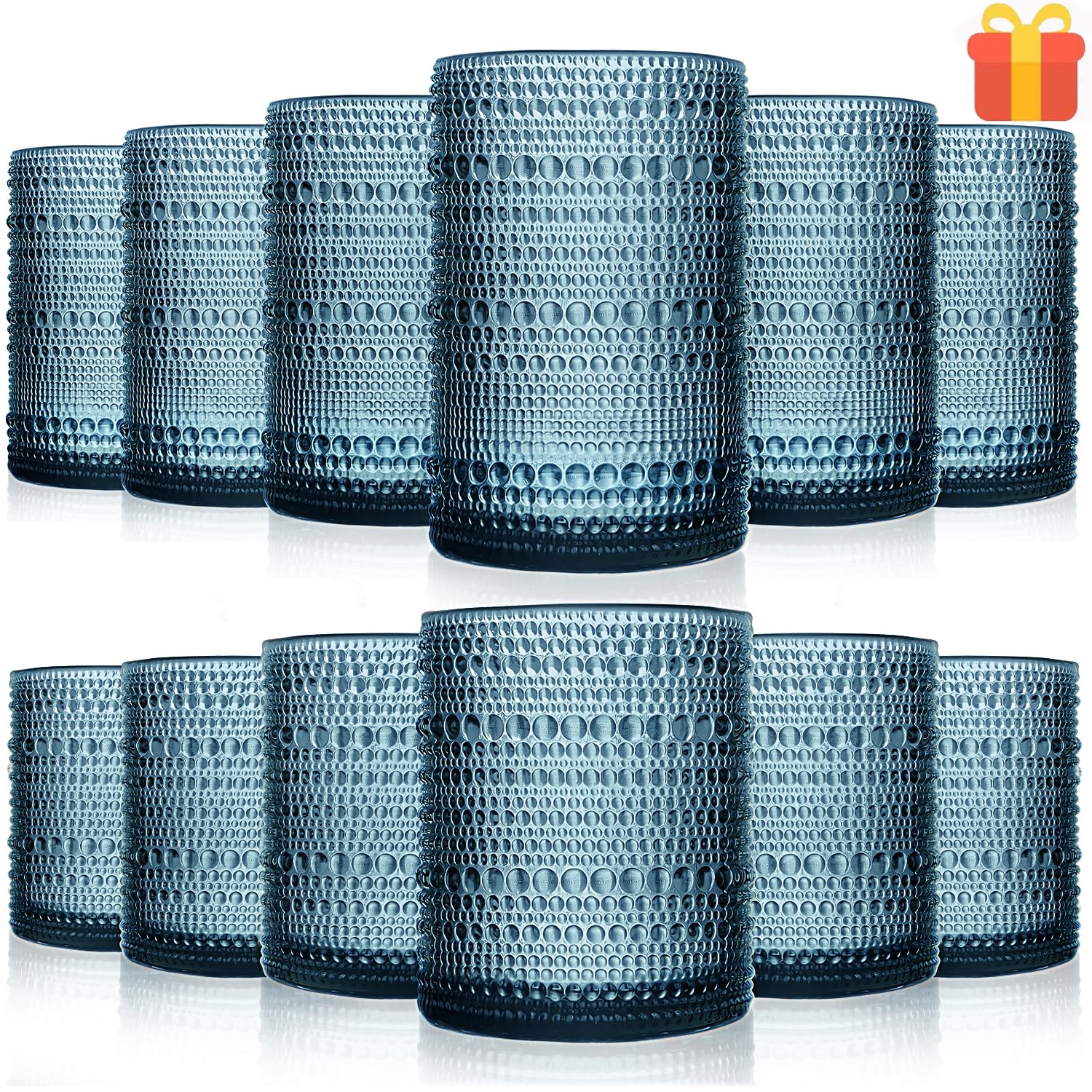 Moretoes Hobnail Drinking Glasses Set Of 12, 12 Oz Zambia