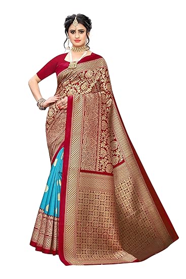 Women's Red Silk Woven Saree With Blouse (SENTHIL RED_Free Size)