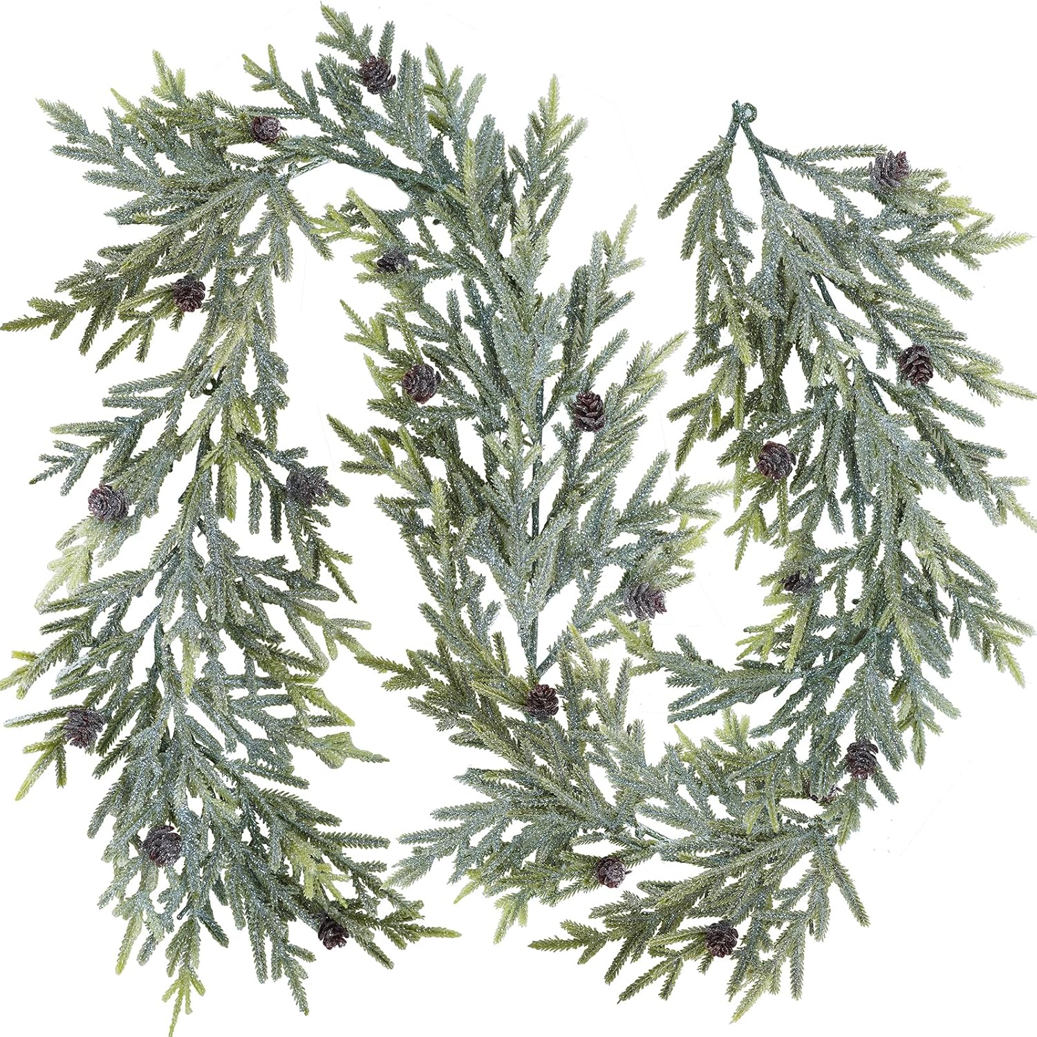Wreaths, Garlands & Swags - Winlyn 6' Artificial Frosted Christmas Pine Garland with Pine Cones Glitter Winter Greenery Garland for Christmas Winter Wedding Holiday Table Runner Centerpiece Doorway Season Mantel Decor