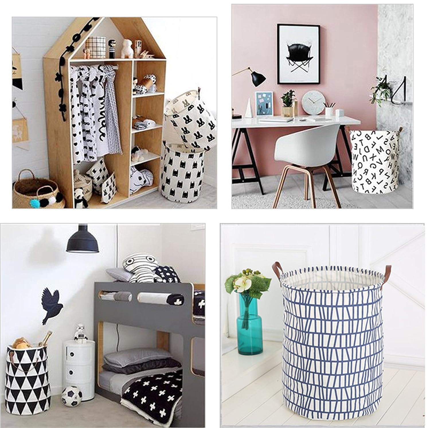 Gift Baskets Langyashan Storage Bin Canvas Fabric Collapsible Organizer Basket For Laundry Hamper Toy Bins Gift Baskets Bedroom Elephant Clothes Baby Nursery Baby