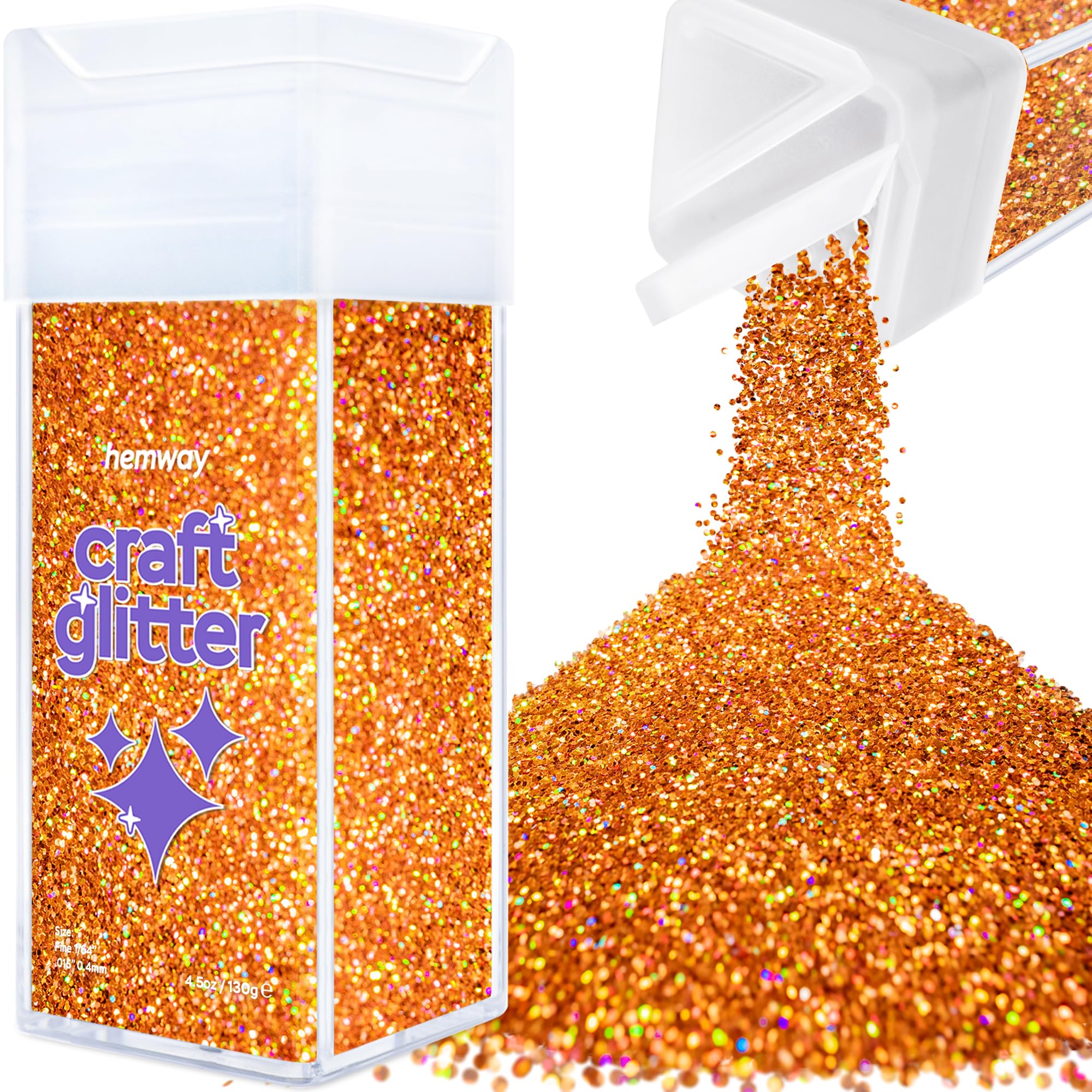 Hemway Glitter Shaker Copper Holographic 110g Fine, Craft Glitter Shaker for Resin & Epoxy Crafts, Christmas Art Supplies, Nail, Body, Face, Eye, Festival, Crafting, Slime, Sparkle