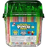 Sour Punch Twists, Sour Candy 6" Individually Wrapped Chewy Candy, 4 Assorted Fruity Flavors