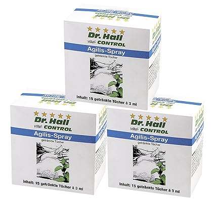 SPARSET: 3 Packungen Agilis-Spray getränkte Tücher - mit speziellen Kräuterextrakten. Für schnelle Anwendung für Haut an Knie