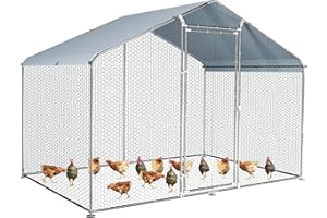 Betterhood Large Metal Chicken Coop Upgrade Tri-Supporting Wire Mesh Chicken Run,Chicken Pen with Water-Resident and Anti-UV Cover,Duck Rabbit House Outdoor(10’ W x 6.6’ L x 6.5’ H)