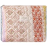 uekeboag Quilted Cotton Makeup Bag,Coquette Quilted Toiletry Bag for Women and Girls,Floral Coquette Pouch,Cute Kawaii Travel Cosmetic Bags(Brown Flower)