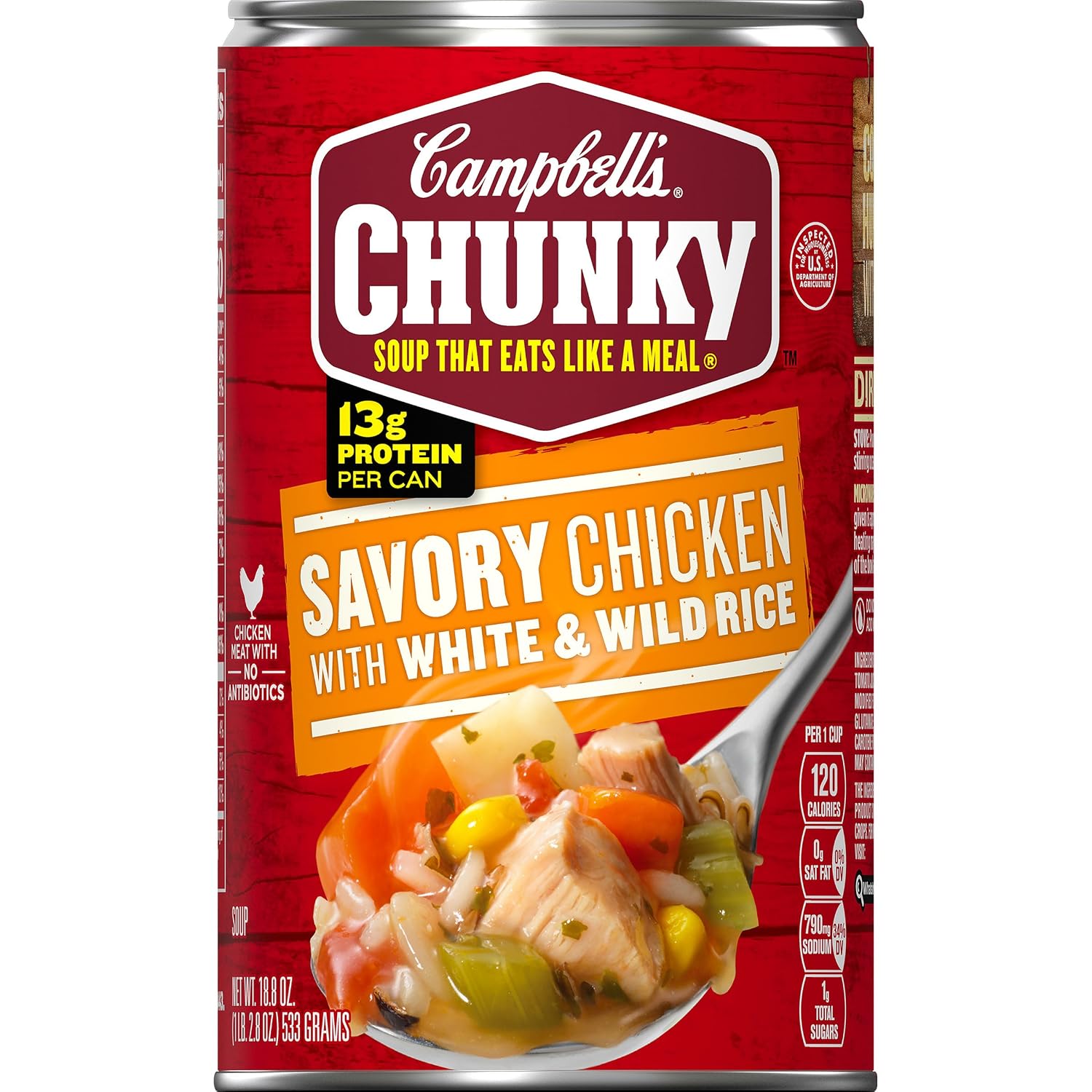 Campbell's chunky low fat savory chicken with White&Wild Rice soup (051000005625)