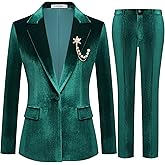Kelyaa Women's 2 Piece Velvet Suit Notch Lapel One Button Slim Fit Business Party Wedding Tuxedo Blazer Pants Set