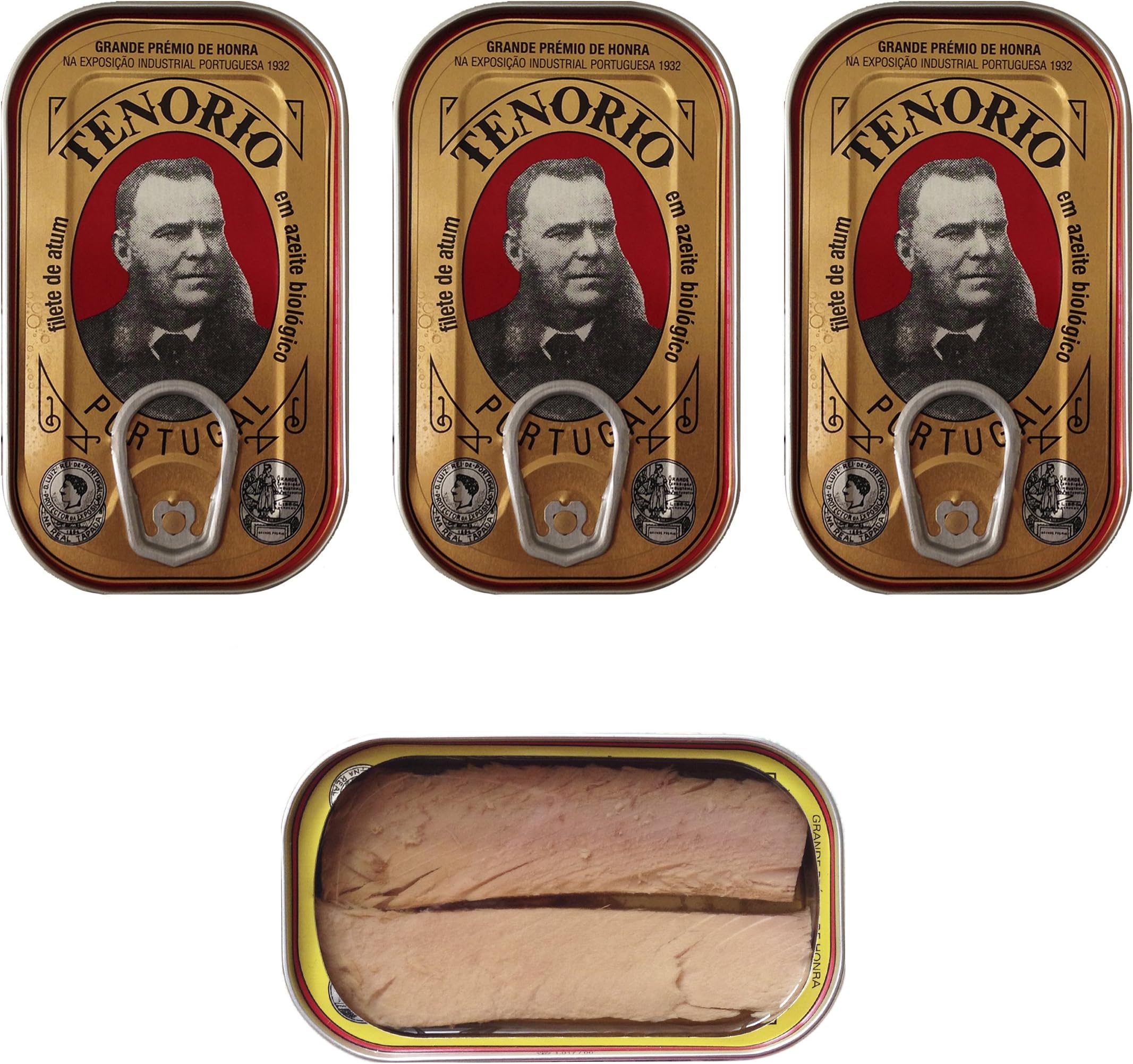 Tuna fillet in organic olive oil Premium line 3 tins x 120 g, Portugal / Tenorio