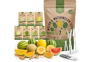 Organo Republic 7 Melon & Watermelon Seeds Variety Pack 480+ Non-GMO Heirloom Fruit Seeds for Planting Fruits in Individual Seed Packets, Home Garden Seeds for Hydroponic, Indoor & Outdoors Gardening
