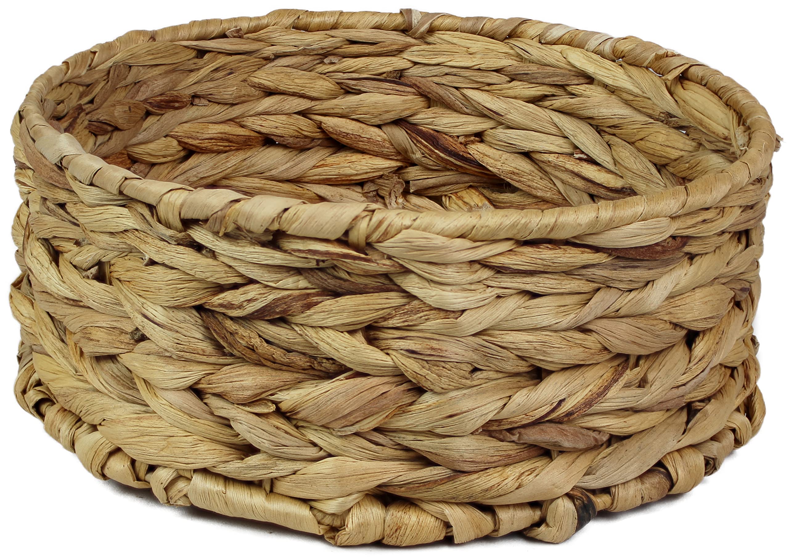 Small Water Hyacinth round baskets for storage Natural colour wicker basket shelves open. Decorative gift box Small bathroom mini tray makeup bathroom Kitchen organiser (Large 22cm, 1x basket)