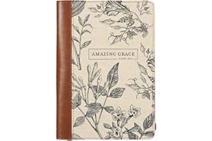 Christian Art Gifts Scripture Journal Brown/Cream Floral Printed Amazing Grace 2 Cor. 12:9 Bible Verse Inspirational Faux Leather Notebook, Zipper Closure, 336 Ruled Pages, Ribbon