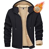 MAGCOMSEN Men's Fleece Hoodie Sherpa Jacket Full Zip Warm Fuzzy Windproof Winter Coats Hooded Outwear