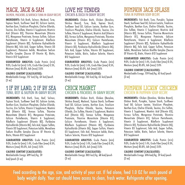 WERUVA CATS IN THE KITCHEN, PANTRY PARTY POUCH VARIETY PACK IN GRAVY CAT FOOD, 3OZ POUCH (PACK OF 12)