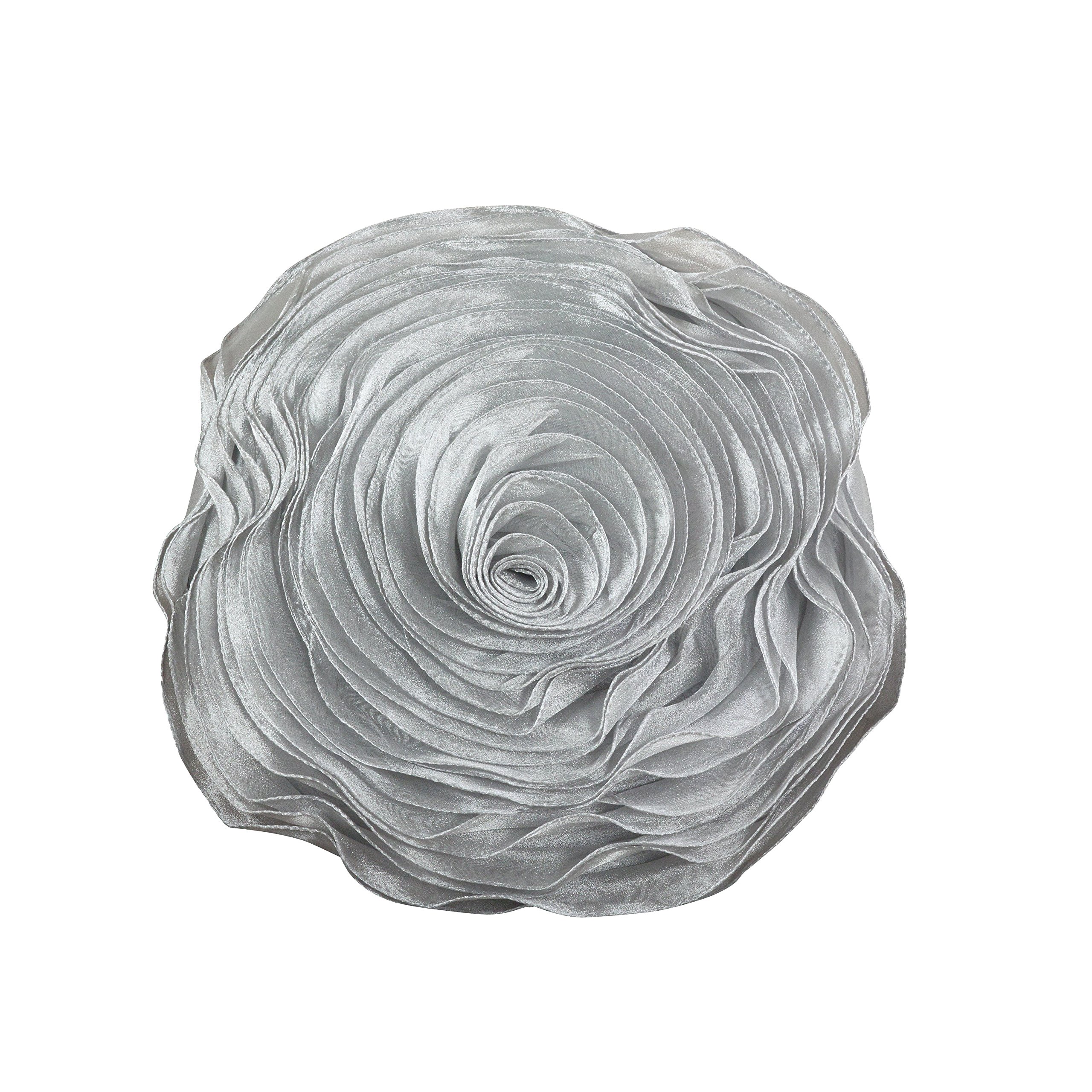 Photo 1 of ***STOCK PHOTO REFERENCE ONLY***SARO LIFESTYLE Rose Design Throw Pillow, Silver, 16"