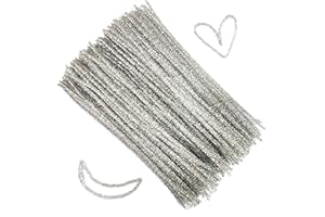 Carykon 200 PCS Glitter Tinsel Creative Arts Stems Pipe Cleaners-12 Inch (Silver)