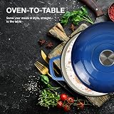 andrew james Cast Iron 5L Round Casserole with Lid Enamel Coated Blue view 6