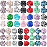 100 Pcs Faux Druzy Cabochons for Jewelry Making, 10mm and 12mm Round Flat Back Resin Beads Glitter Dome Gems for Earrings Pendants Bracelet Charms DIY Craft (Mixed Color)