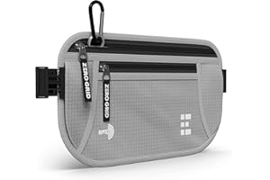 ZERO GRID Money Belt for Secure Travel - RFID Blocking Slim Passport Holder - Hidden Waist Pouch for Cash, Credit Cards, Documents - Concealable Under Clothes, Water-Resistant Slim Fanny Pack for Men and Women