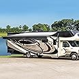 Awnlux Black Motorized Modular Retractable RV Awning Full Set Assemblies for RV, 5th Wheel, Travel Trailers, Toy Haulers, and Motorhome - RV Trailer Awning for Home or Camper - 10x8 Ft - Black Strip