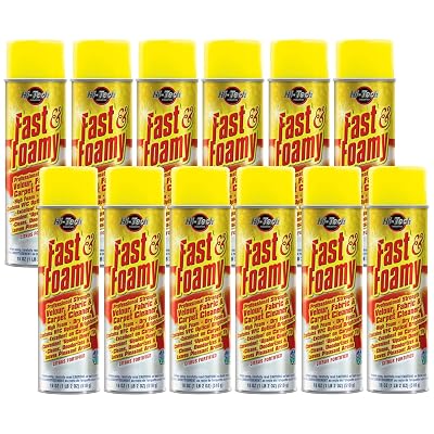 HI-TECH Fast & Foamy Professional Strength Carpet Cleaner – Upholstery & Fabric Cleaner with VFC Optical Brighteners, Quick-Drying, Fresh Scent – 18 oz. Aerosol Cans (Pack of 12)