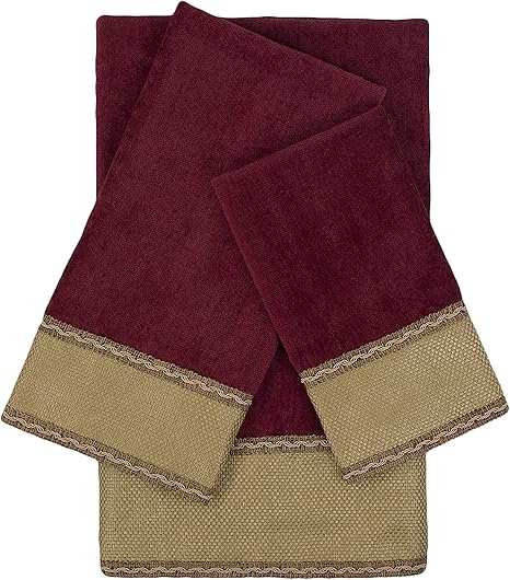 Amazon Com Sherry Kline Frontier Red 3 Piece Embellished Towel Set Home Kitchen