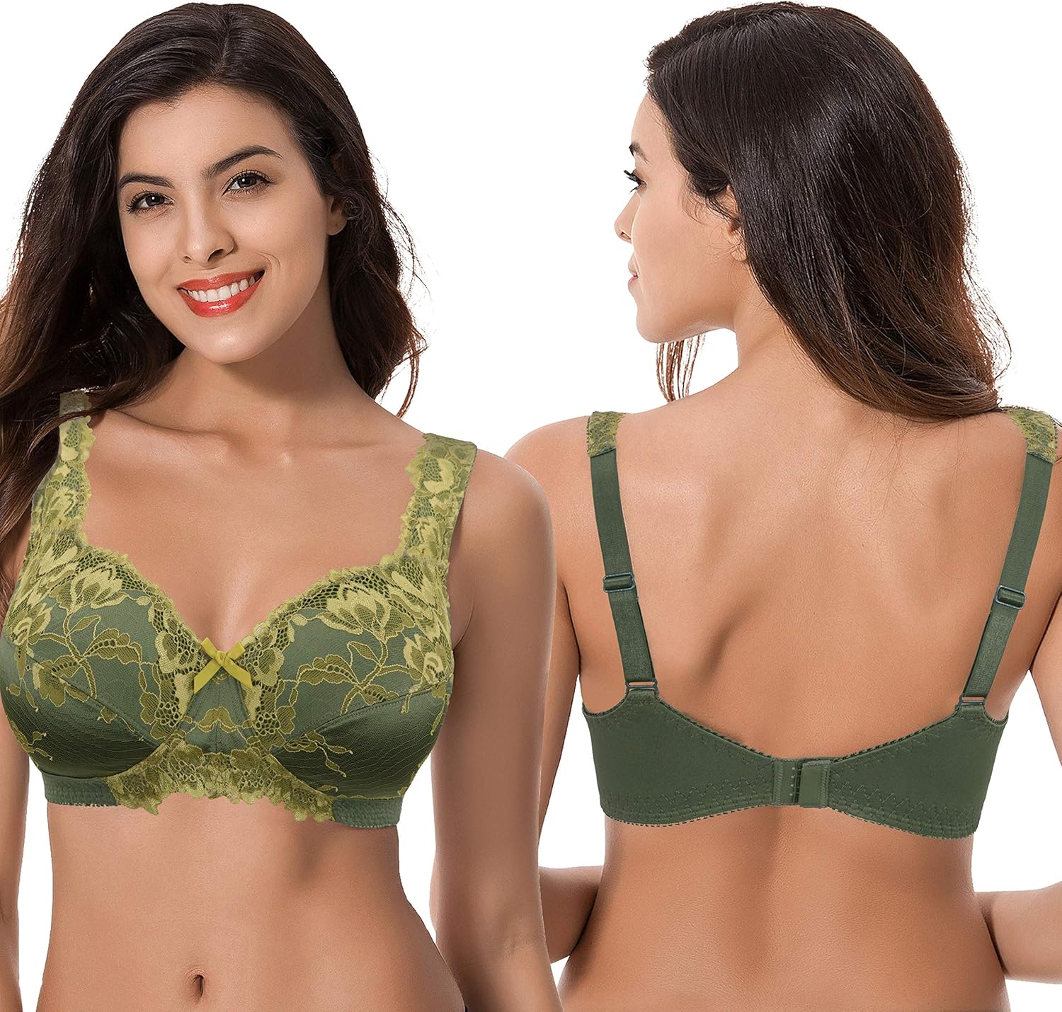 Curve Muse Women's Plus Size Minimizer Unlined Wireless Lace Full Coverage Bras at  Women’s Clothing store