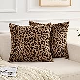 GALMAXS7 Cheetah Pillow Covers 18x18 Faux Fur Throw Pillow Covers Set of 2 Leopard Couch Pillow Covers Fluffy Soft Decorative for Home Living Room Bedroom
