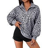 Hilinker Womens Long Sleeve Oversized Sweatshirt Cheetah Print Tops